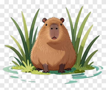 Capybara In A Cartoon Style PNG