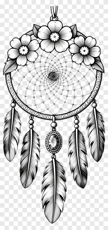 Dreamcatcher With Feathers And Flowers PNG