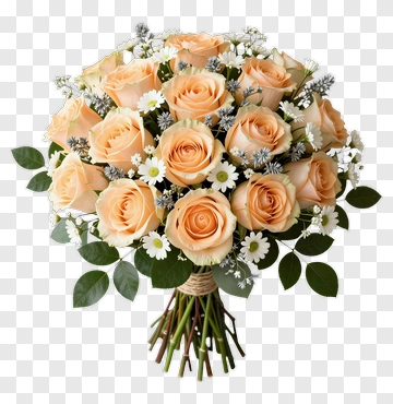 Pastel Rose Bouquet With Daisies PNG