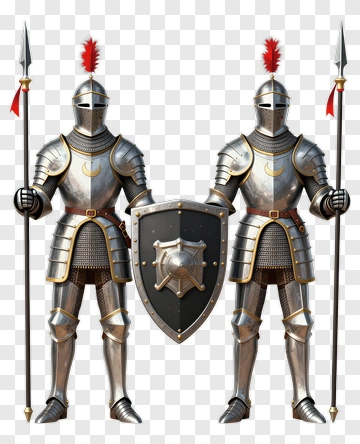 Two Knights In Full Armor PNG