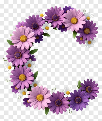 Floral Letter C Design PNG