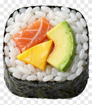 Salmon Avocado Mango Sushi PNG