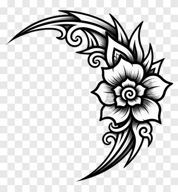 Flower And Moon Tattoo Design PNG