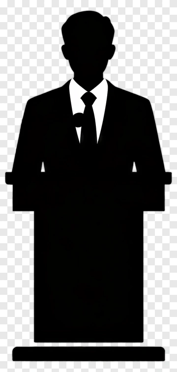 Silhouette Of A Man Speaking At A Podium PNG