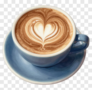 Heart Latte Art In Blue Cup PNG