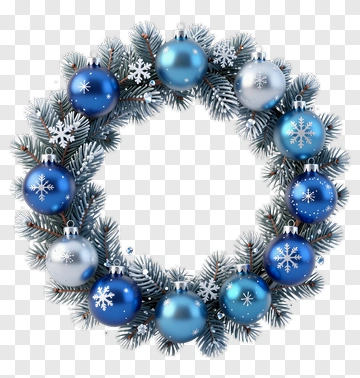Blue Christmas Wreath With Snowflakes PNG