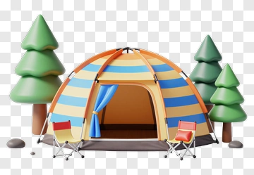 Camping Tent With Chairs And Trees PNG