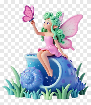 Fairy With Butterfly On Seashell PNG