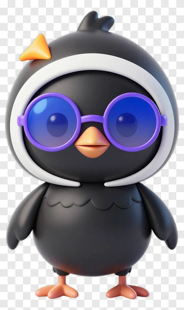 Cute Penguin With Glasses And Hood PNG
