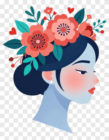 Woman With Flower Crown PNG