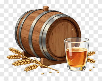 Barrel Glass And Wheat PNG