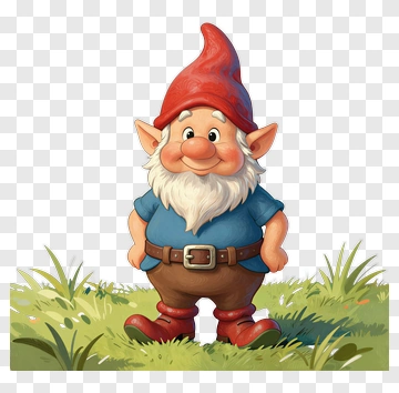 Cartoon Garden Gnome With Red Hat PNG
