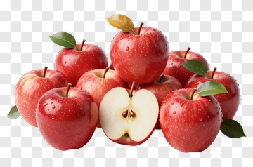 Fresh Red Apples With Green Leaves PNG