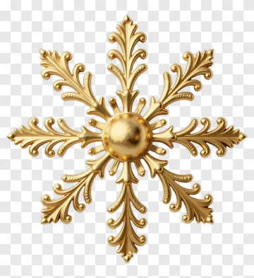 Golden Snowflake Ornament PNG