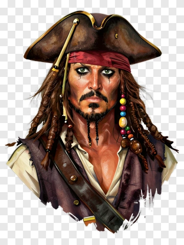 Jack Sparrow Pirate Portrait PNG