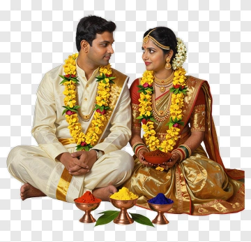 Indian Wedding Couple In Traditional Attire PNG