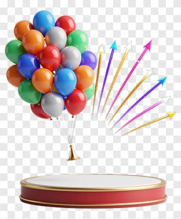 Colorful Balloons With Glowing Arrows PNG