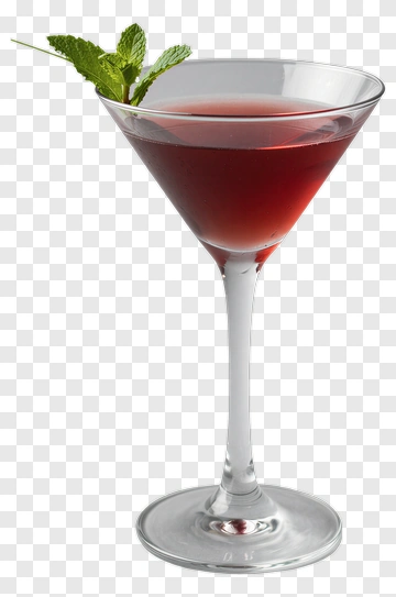 Red Cocktail With Mint Garnish PNG