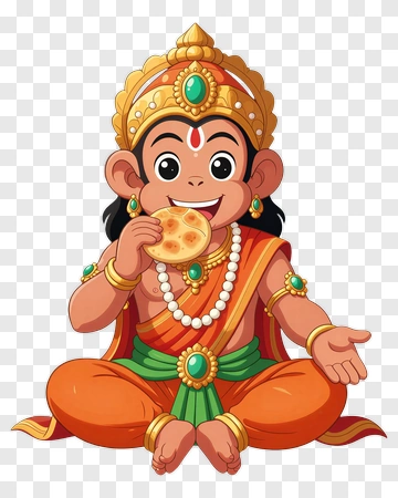Cartoon Monkey God Eating Flatbread PNG