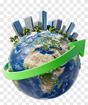 Earth With City And Green Arrow PNG