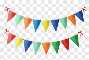 Colorful Party Banner With Triangular Flags PNG