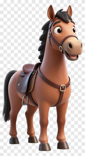 Brown Cartoon Horse With Saddle PNG