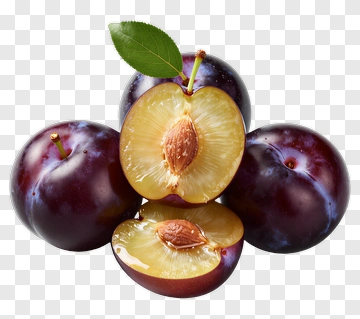 Fresh Plum With Almond And Leaf PNG