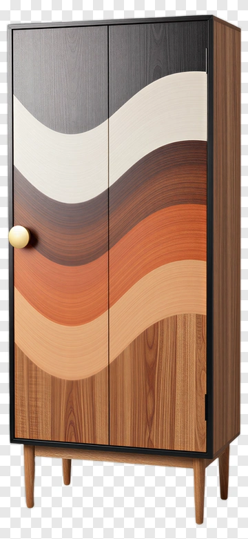 Wave Pattern Wooden Cabinet PNG