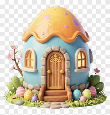 Easter Egg House With Colorful Eggs PNG