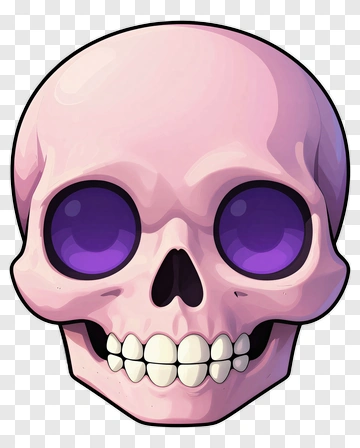Pink Cartoon Skull With Purple Eyes PNG