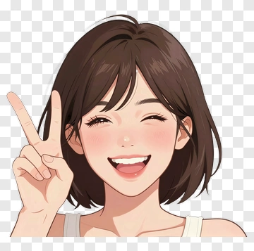 Happy Girl Making Peace Sign PNG