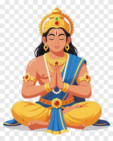 Lord Krishna Meditating In Golden Attire PNG
