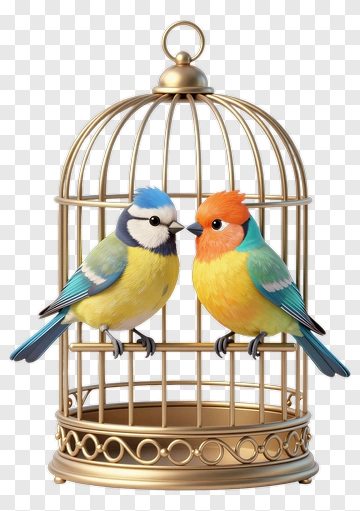 Two Birds In A Golden Cage PNG