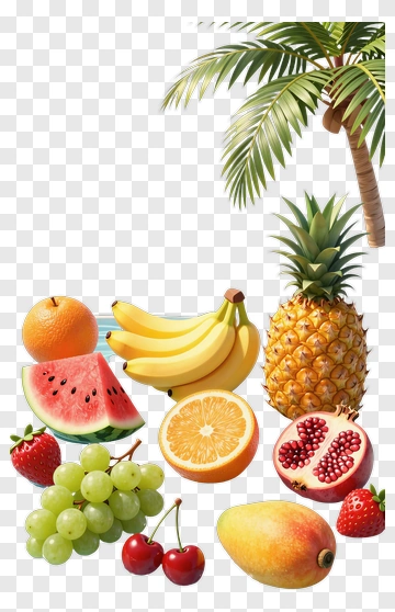 Tropical Fruit Collection In Water PNG