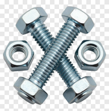 Silver Bolt And Nut Set PNG