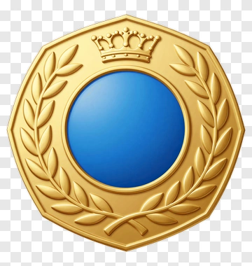 Golden Medal With Blue Center PNG