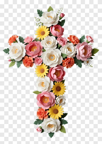 Flower Cross Decor PNG