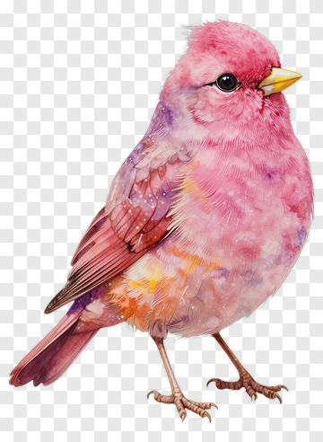 Pink Bird Watercolor Illustration PNG
