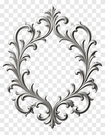 Silver Ornamental Scrollwork Frame PNG