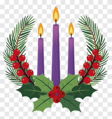 Advent Wreath With Lit Candles PNG