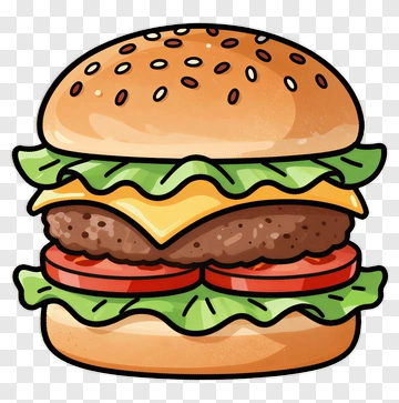 Delicious Cartoon Hamburger PNG