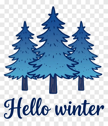 Hello Winter Pine Trees PNG