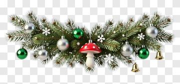 Christmas Wreath With Mushroom And Ornaments PNG