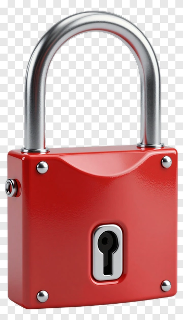 Red Padlock With Silver Keyhole PNG
