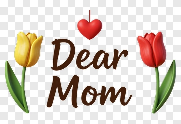 Dear Mom With Tulips And Heart PNG