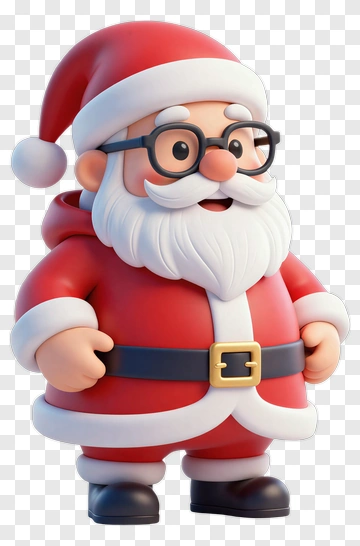 Cute Santa Claus With Glasses PNG