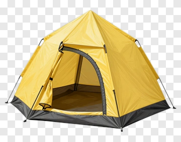 Yellow Camping Tent With Open Door PNG