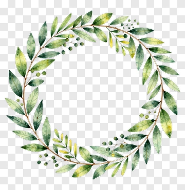 Watercolor Leaf Wreath PNG