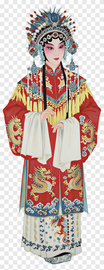 Peking Opera Performer In Dragon Robe PNG
