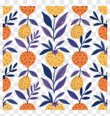 Orange And Leaf Pattern PNG
